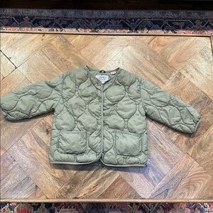 Zara Light Green Quilted Puffer Jacket for Kids